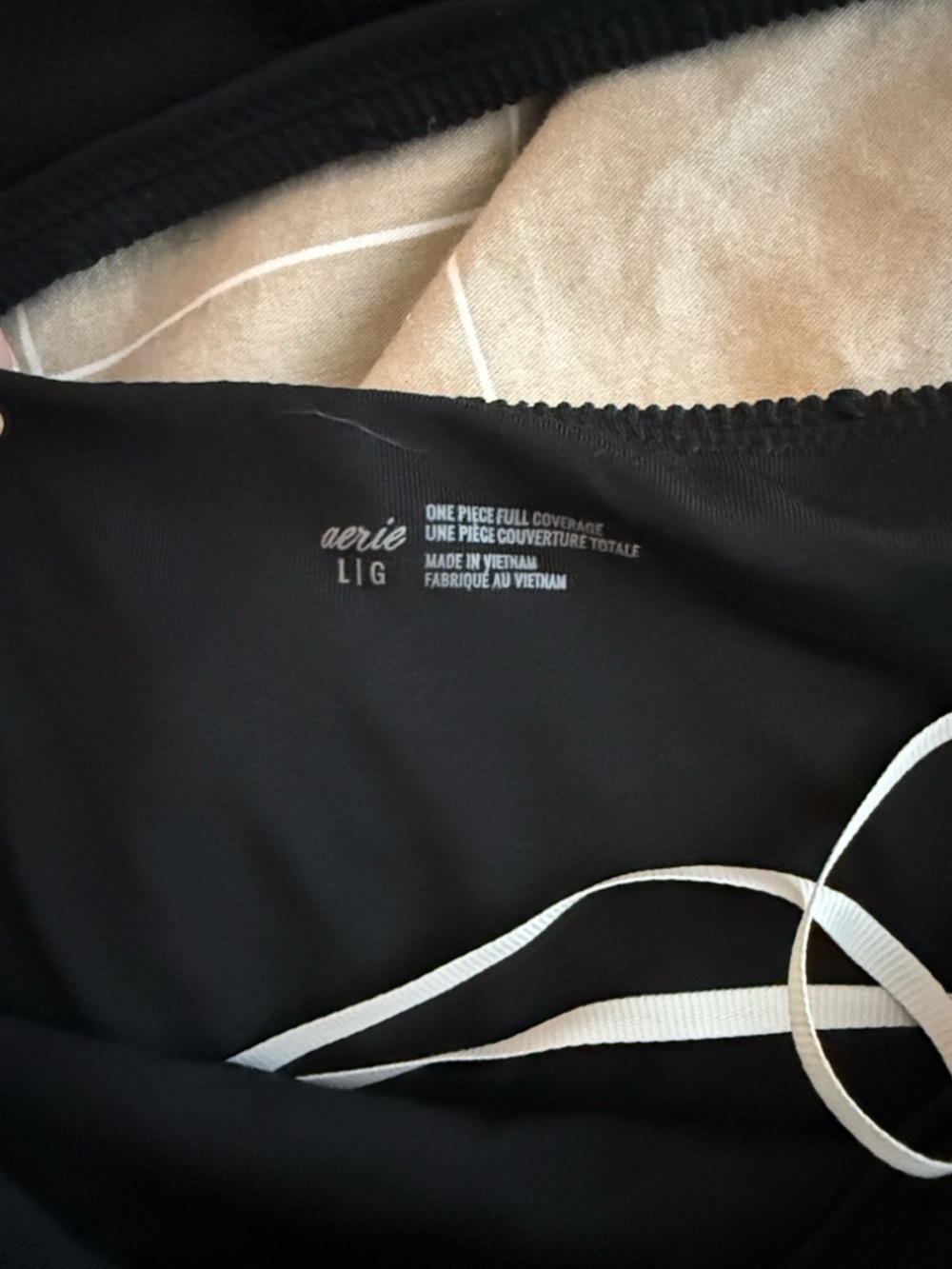 aerie Black One-Piece Swimsuit with White Straps - Picture 2 of 2
